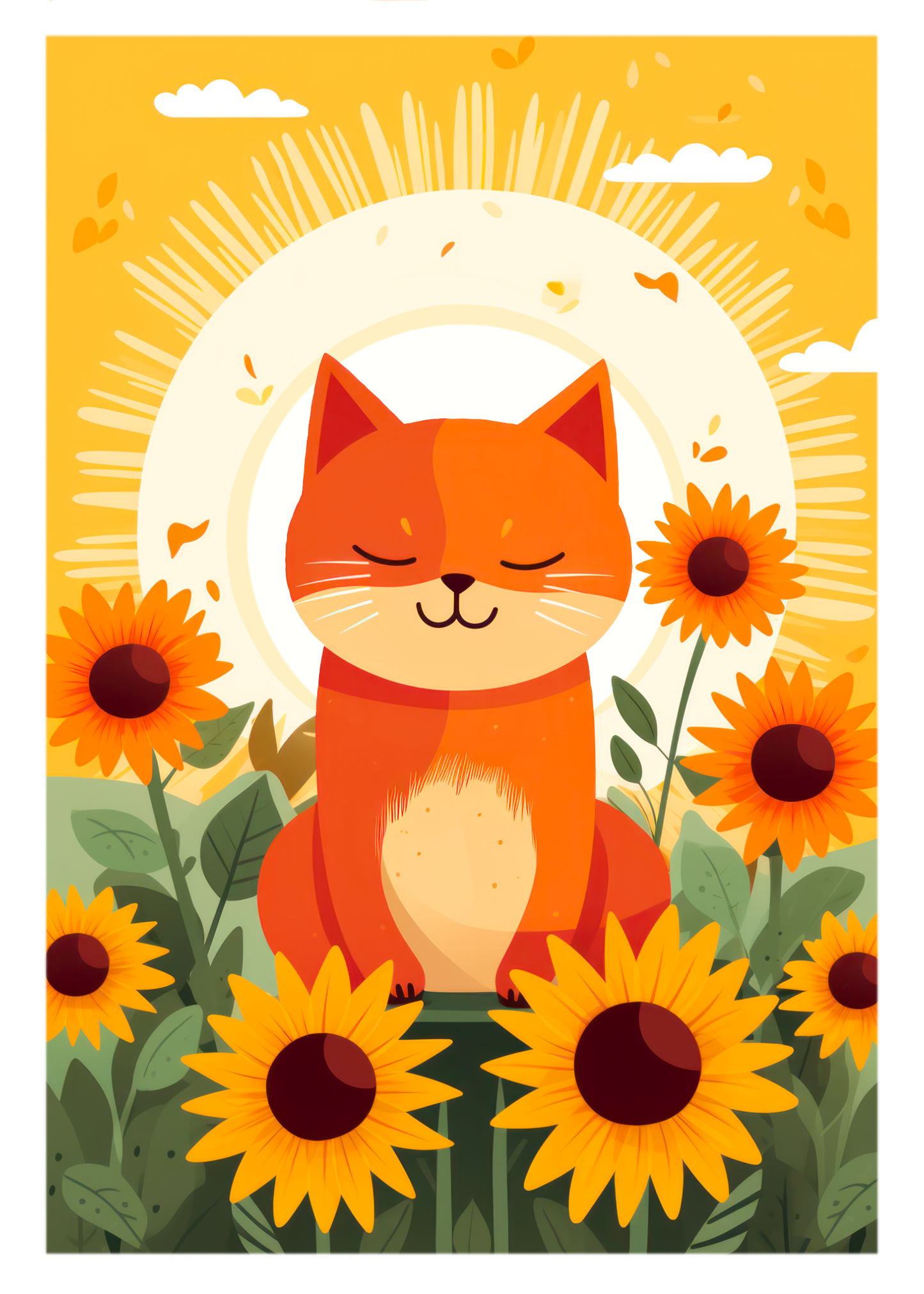 Zalyia Designs - Sunny Whiskers: Adorable Orange Cat Greeting Card