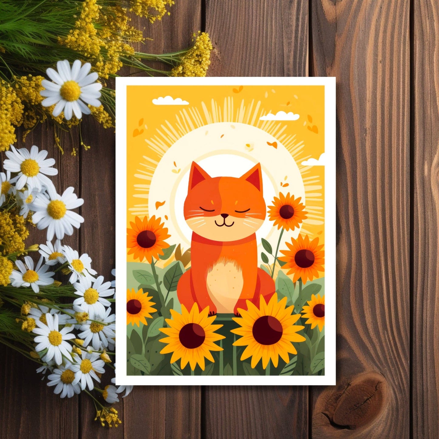 Zalyia Designs - Sunny Whiskers: Adorable Orange Cat Greeting Card