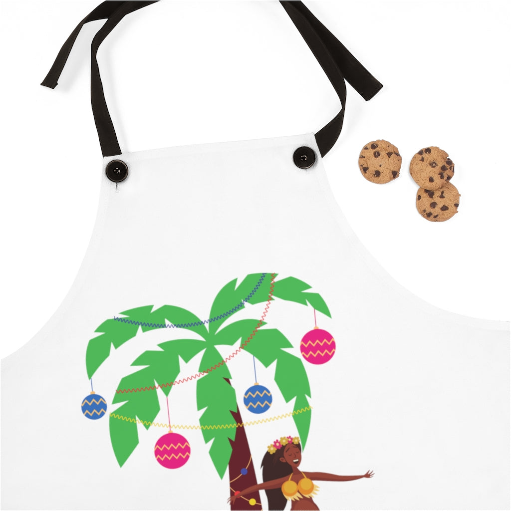 Mele Kalikimaka Christmas Luau Palm Tree Hawaii Apron