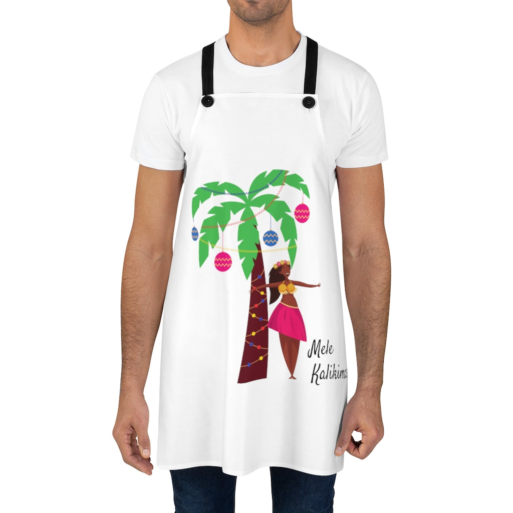 Mele Kalikimaka Christmas Luau Palm Tree Hawaii Apron