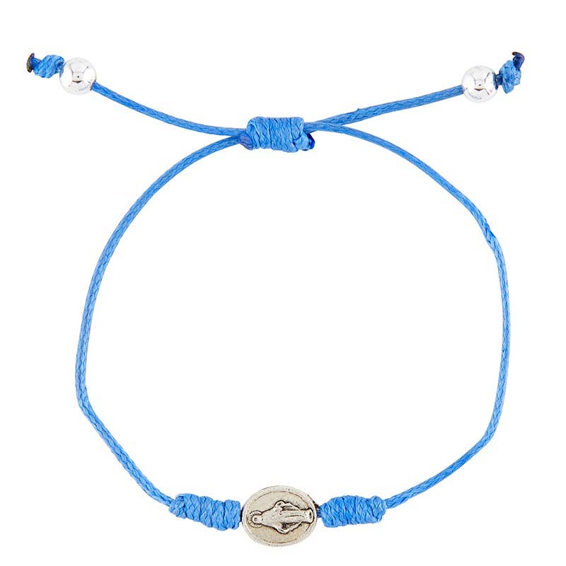 Miraculous Medal Bracelet in royal blue twine