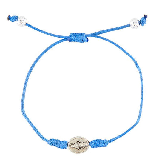 Miraculous Medal Bracelet in royal blue twine