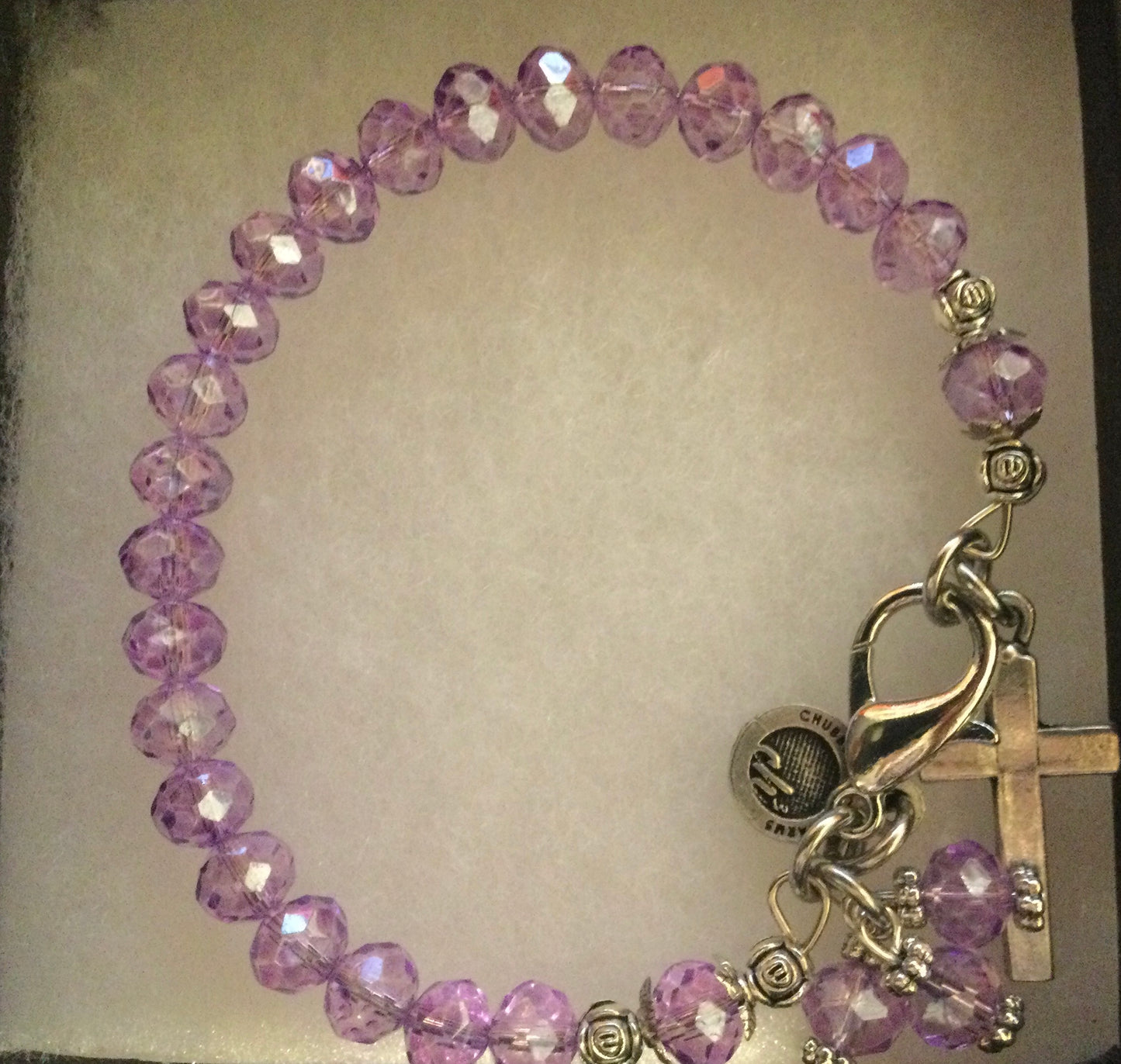 Holy Cross Splash Of Color Crystal Bracelet - Lavender