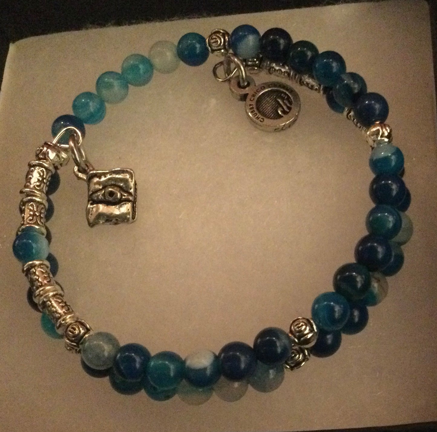 Necronomicon Aqua Agate Stone Microcrystalline Quartz Bracelet