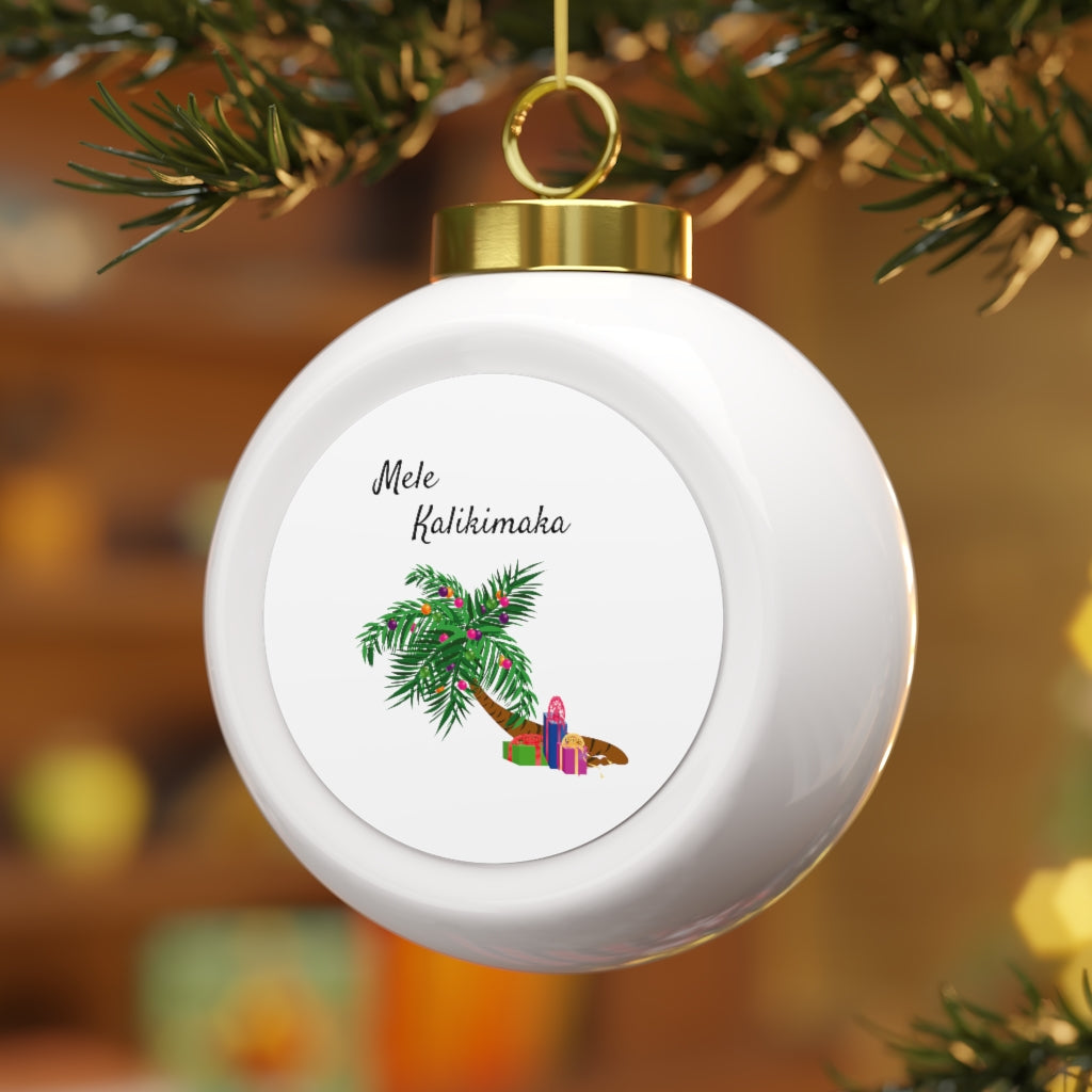 Mele Kalikimaka Palm Tree Christmas Ball Ornament