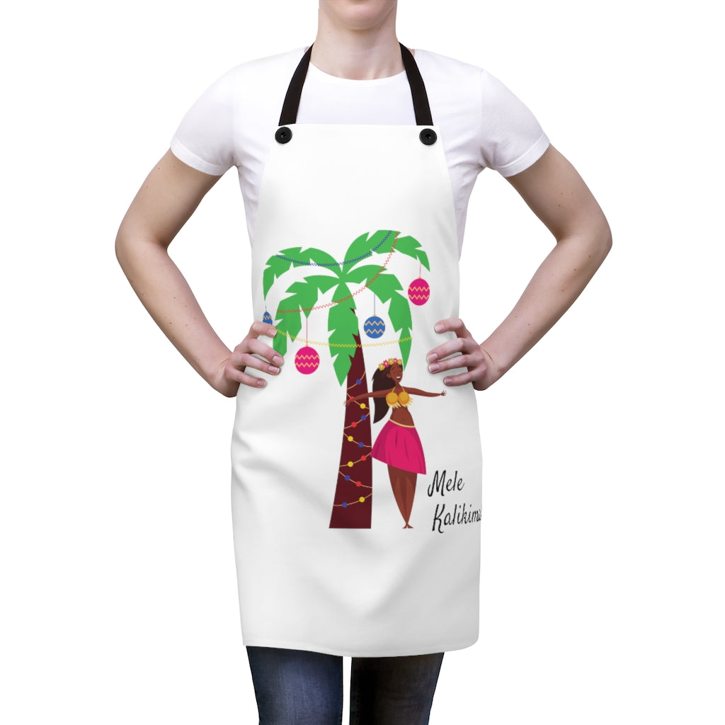 Mele Kalikimaka Christmas Luau Palm Tree Hawaii Apron