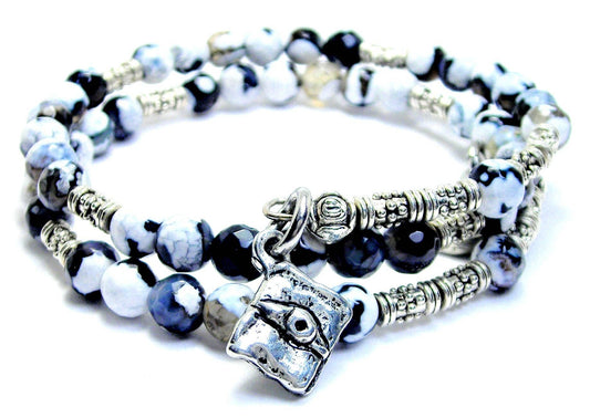 Necronomicon Aqua Agate Stone Microcrystalline Quartz Bracelet