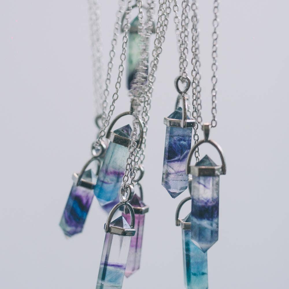 timesreel - Rainbow Fluorite Crystal Necklace