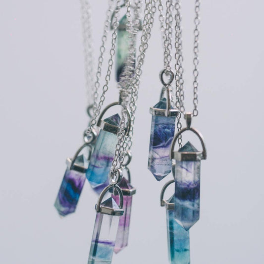 timesreel - Rainbow Fluorite Crystal Necklace